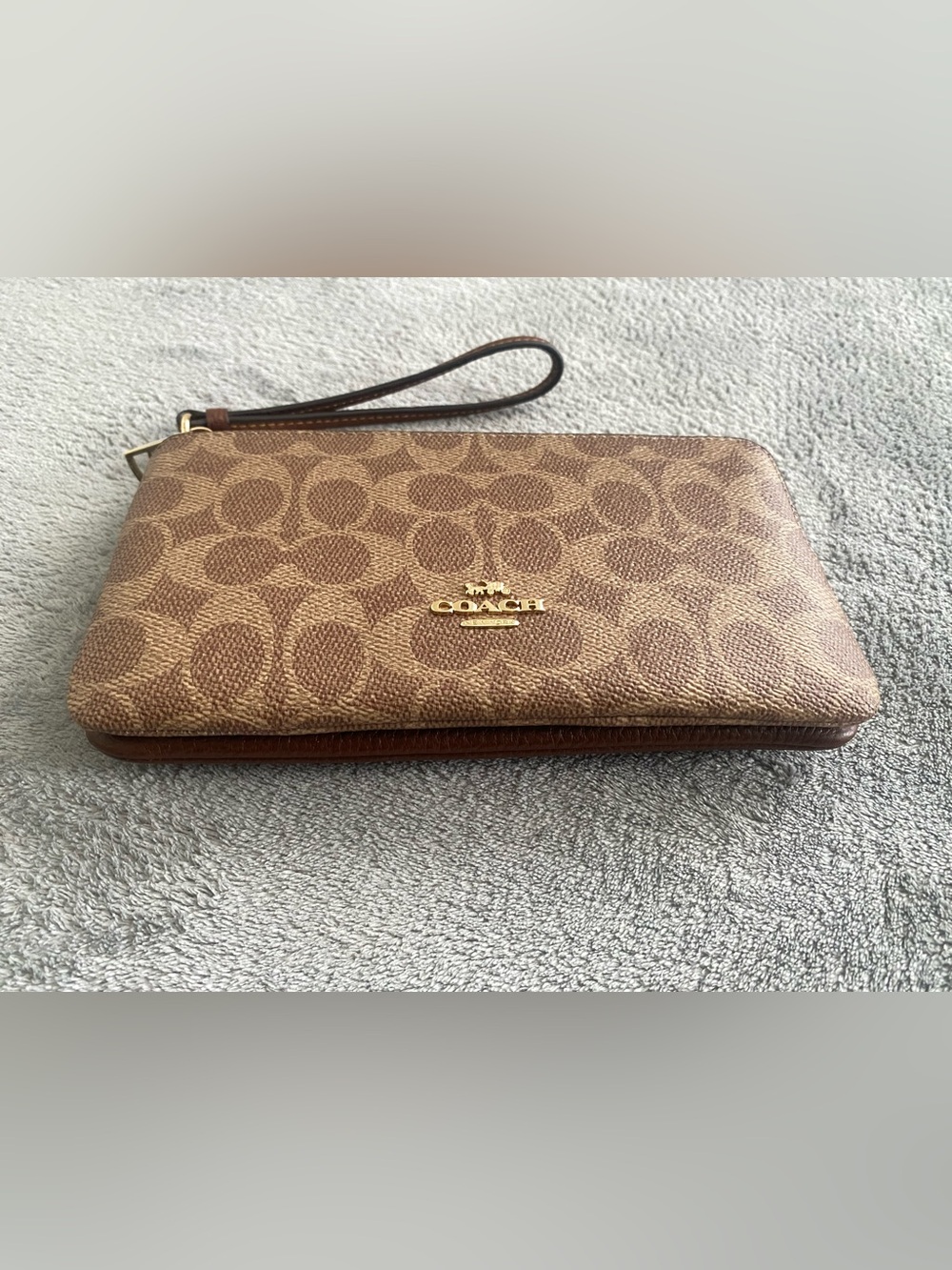 Coach Signature Tan Wristlet Clutch - Picture 5 of 15
